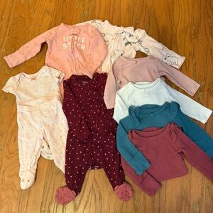 Carter's Bundle of Newborn Zip Up Pajamas and Outfits